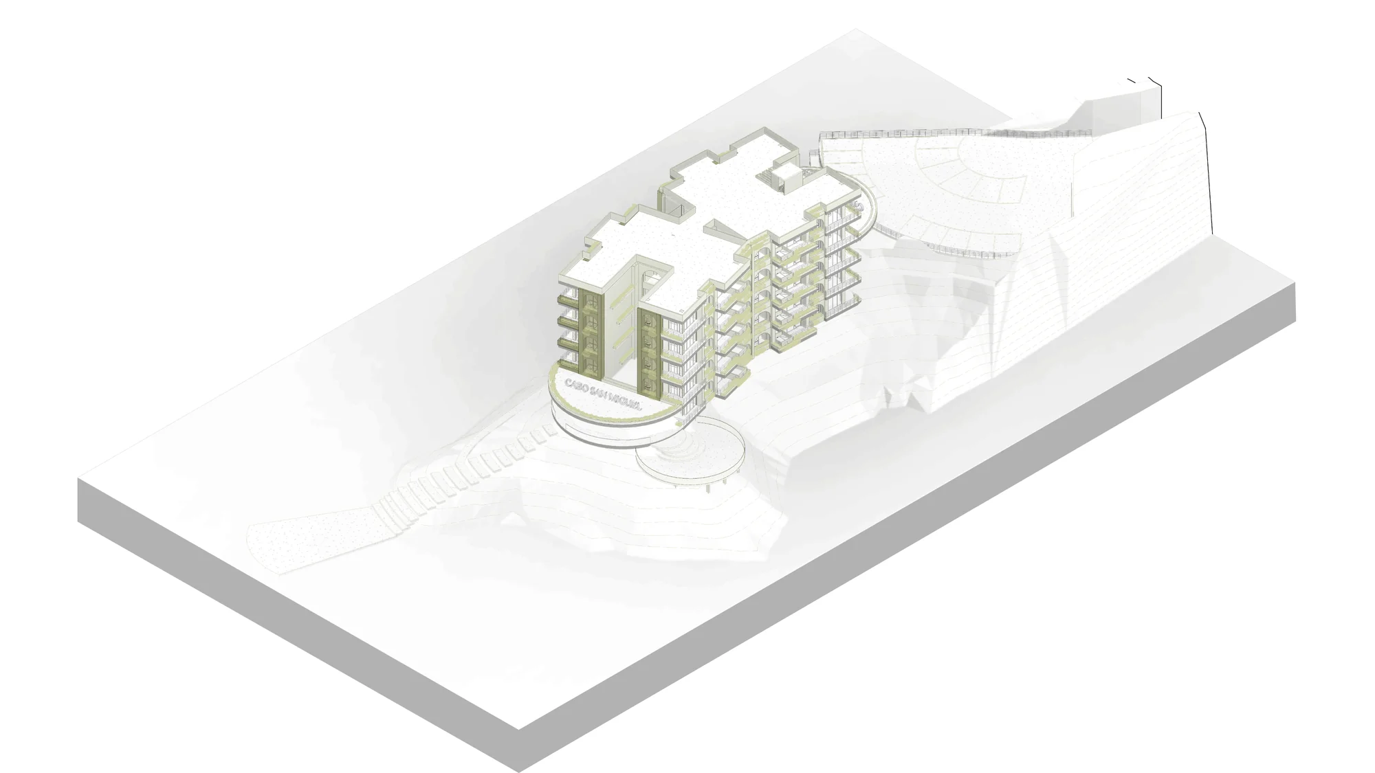 Modelo tridimensional general de Cabo San Miguel y su terreno