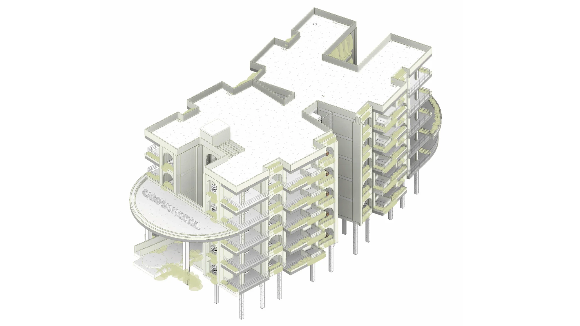 Acercamiento al modelo volumétrico del edificio