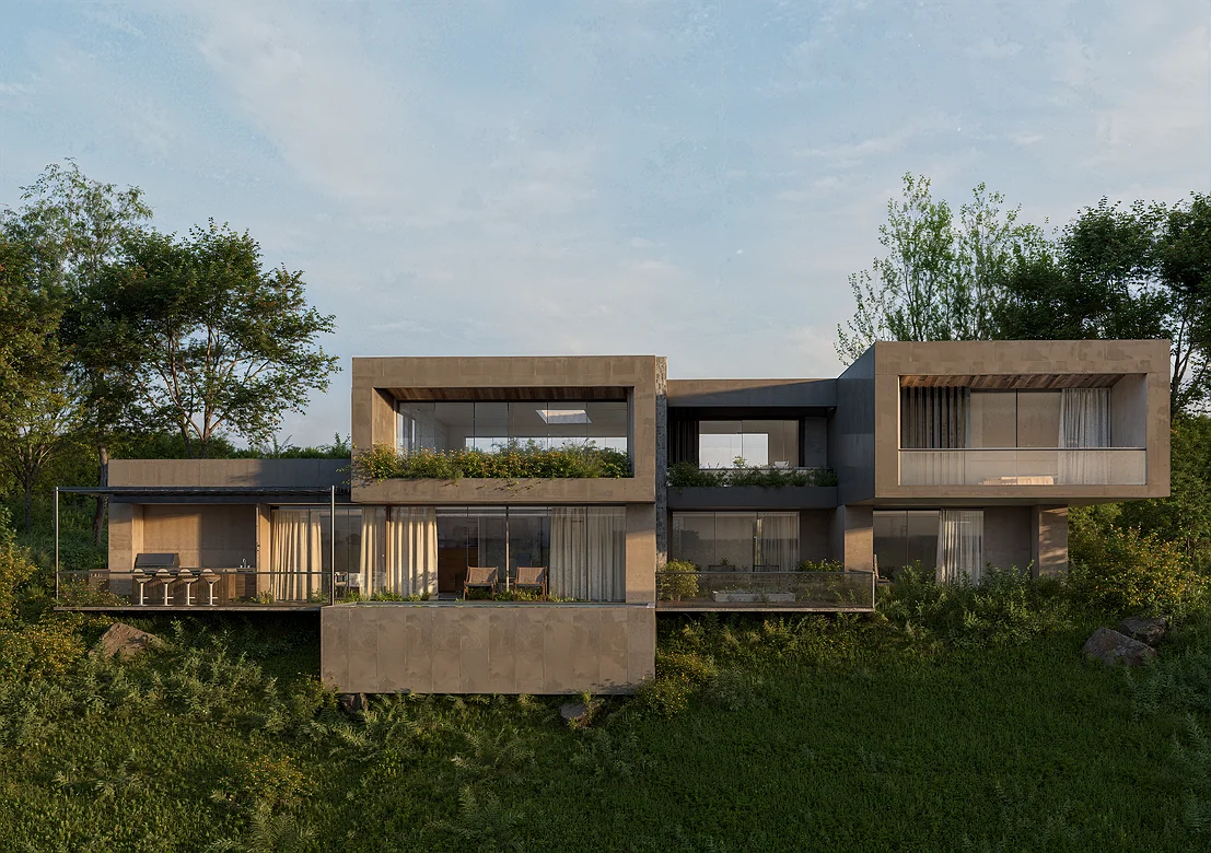 Vista arquitectónica de Casa Patio Horizonte, proyecto de Rizzoma Arquitectura