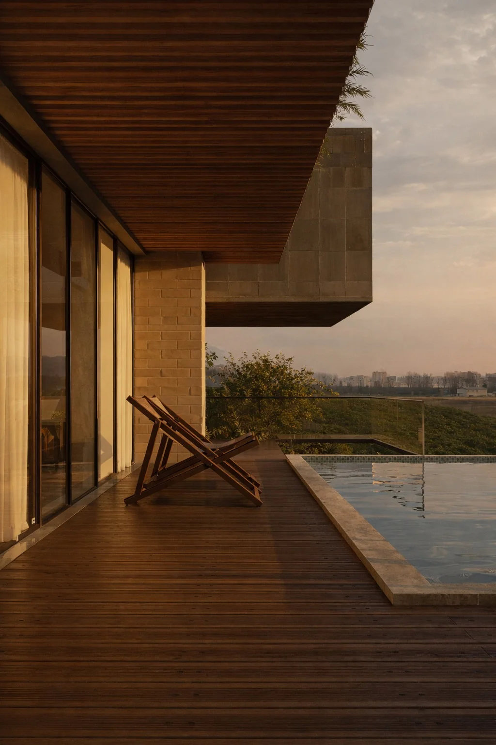Arquitectura residencial contemporánea de Casa Patio Horizonte, con atención al espacio y la materialidad