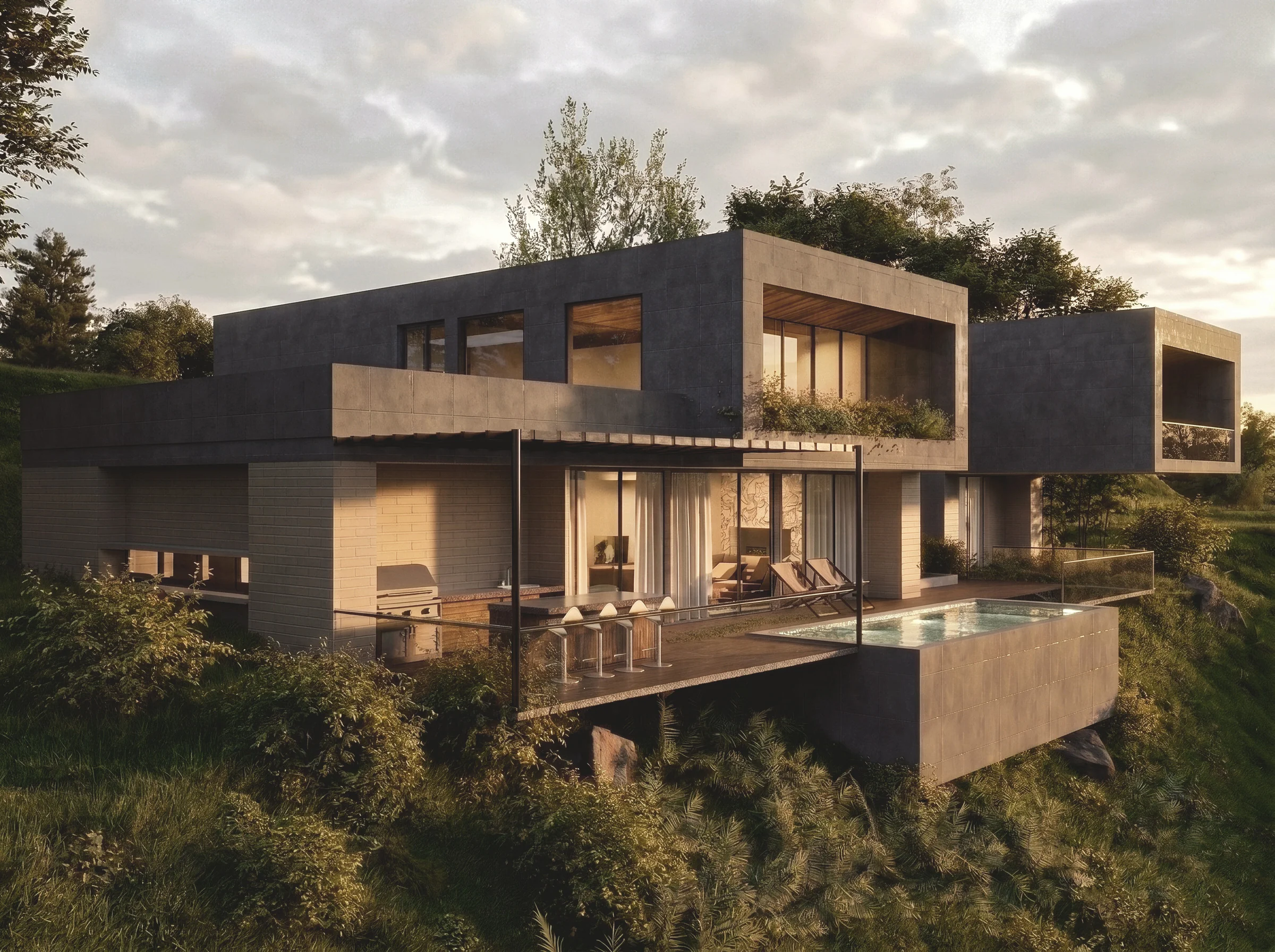 Referencia arquitectónica de Casa Patio Horizonte para ilustrar la relación entre espacio y materialidad; no es una remodelación
